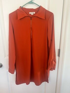 Simply Noelle Quarter Rust Zip-Front Long Sleeve Tunic Size S/M